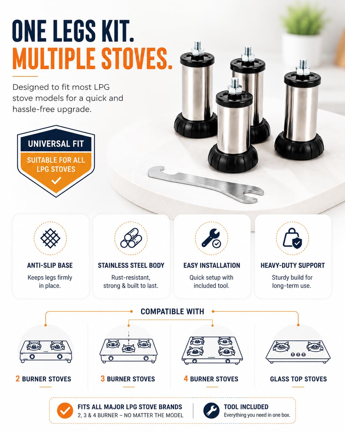 LPG Gas Chulha Stand – Strong, Stable & Anti-Skid
