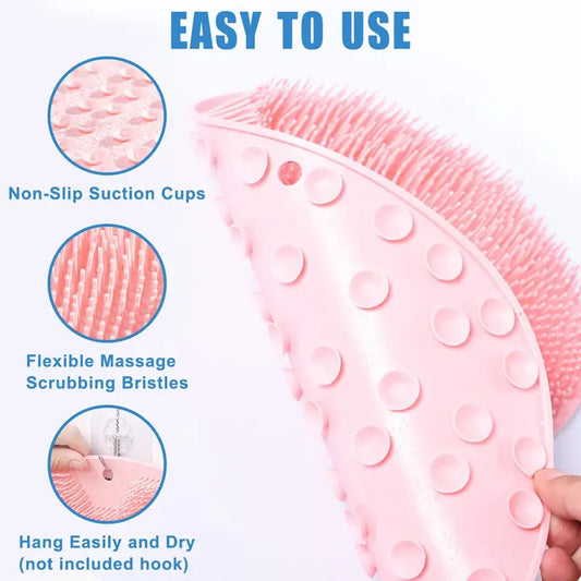 Shower Foot & Back Scrubber Mat, Wall Stick Suction Silicone Bathroom Scrubber