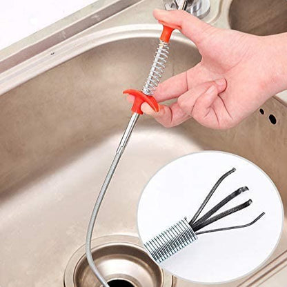 Stainless Steel Hair Catching Drain Cleaner Wire Spring Sink Cleaning Stick Big Size 160cm