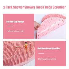 Shower Foot & Back Scrubber Mat, Wall Stick Suction Silicone Bathroom Scrubber