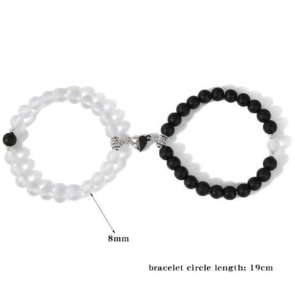 Pack Of 2 Beads Black And White Couple Bracelet